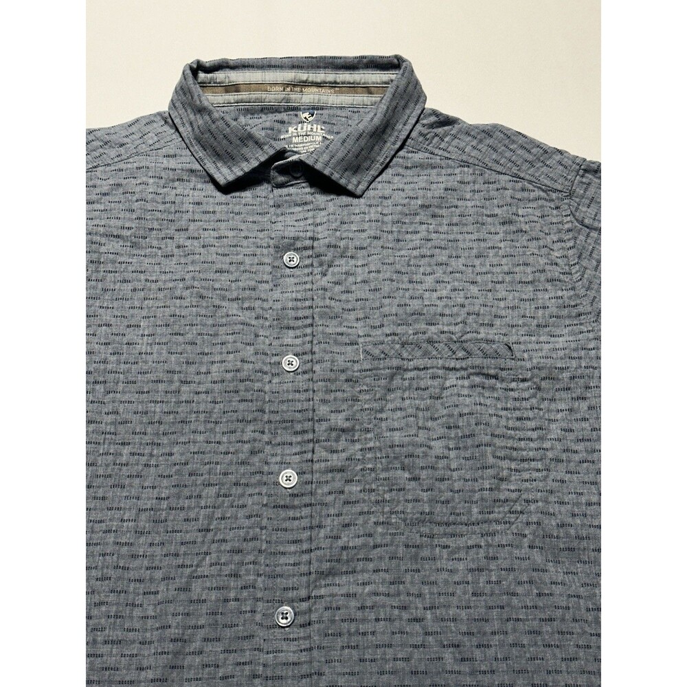 Kuhl Provok Button Shirt Mens Medium Blue Short Sleeve Textured Outdoor Hiking